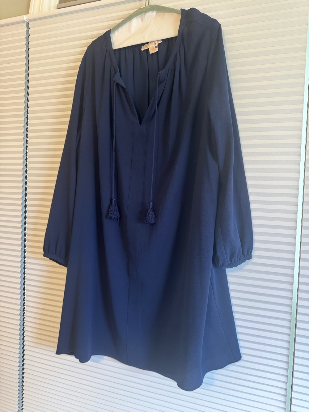 Michael Kors Navy Tassel V-Neck Mini Dress